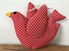 Vtg 70s 80s Handsewn Red White Bird Christmas Holiday Decoration Ornament 5.75"