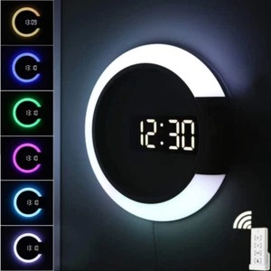 LED Digital Wall Clock 12" Round With Remote 2024 Upgrade Dual Alarms Temp New - Picture 1 of 11