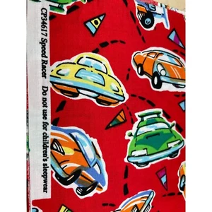 Speed Racer Race Cars Red Cotton Fabric Cp34617 3/8 Yard 42"w 13"L boys quilting - Picture 1 of 3