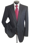 Carroll&Co Charcoal Black Chalk Striped 2Button Wool Suit 42L~Pant 36"W x 32.5"L