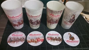 Vintage Budweiser Tasse 4er Set IN WEISS MIT ROTEM DESIGN IDEAL FÜR EINE BAR - Bild 1 von 4