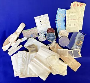 lot vtg Sewing Darning Notions Wanamakers Thread Buttons Collar Supporters Snaps - Picture 1 of 15