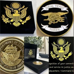 US Navy Seal Team Three Challenge Coin USA - Bild 1 von 7