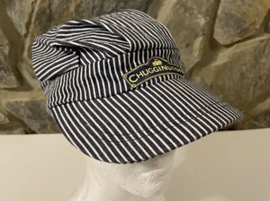 Boys Train Conductor Hat Cap Engineer Railroad Blue White Stripe Chuggington - Picture 1 of 11