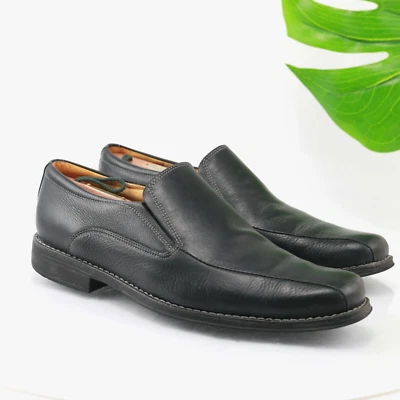 Sandro Moscoloni Para Hombres Jacob Mocasín Veneciano Talla 9 D Cuero Negro Zapato Sin Cordones Foto 1 de 4