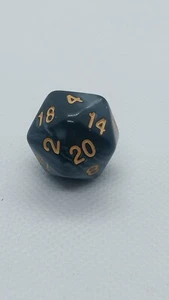 Basic D20 Die For RPGs D&D Black Silver Smokey - Picture 1 of 7