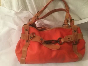 Talbots Orange Tan Pebbled Leather Shoulder bucket Bag - Picture 1 of 12