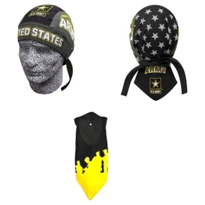 Doo Rag Headwrap Skull Cap Durag Sweatband US Army Military & Face Mask Set Lot - Image 1 of 4