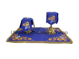 Chalice Covers Set Embroidered The Grapevine Gabardine Purpule 28,74" x 20,47" - Picture 1 of 9