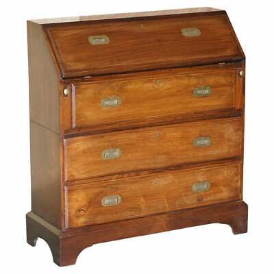Antique Anglo Indian Military Campaign Camphor Wood & Brass Bureau Desk Drawers • 2396.55£