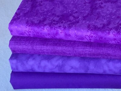 JOHN LOUDEN AND ROSE AND HUBBLE FABRICS 100% cotton fabric Fat Quarter Bundle basics blenders quilting craft PURPLE H