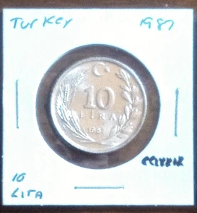 TURKEY 1987 10 Lira Coin; Uncirculated, Quite Collectible, with FREE SHIPPING!! - Picture 1 of 2
