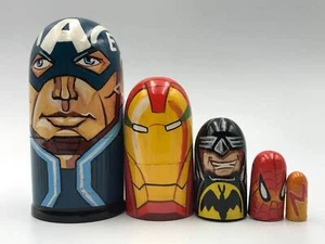 Made in Ukraine Cartoon  Nesting Doll, Comics Super Heroes Hand Painted Doll  - Picture 1 of 5
