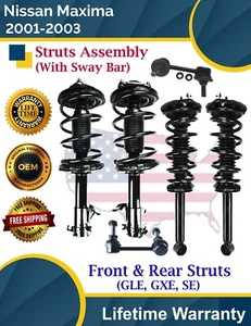 OE Front & Rear Struts W/Sway Bars For 2001-2003 Nissan Maxima Lifetime Warr. - Picture 1 of 14