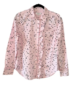 EQUIPMENT Femme Size S Stars Stripes Button Up Top Pink Cotton Work Career - Picture 1 of 10