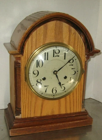 ANTIQUE GERMAN HAC QUARTER-HOUR CHIME MAHOGANY BRACKET CLOCK WORKING Cover