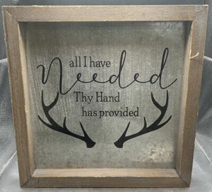 Rustic Deer Hunting Sign “Thy Hand Has Provided” 11x11 Lodge, Man Cave, Cabin - Picture 1 of 2