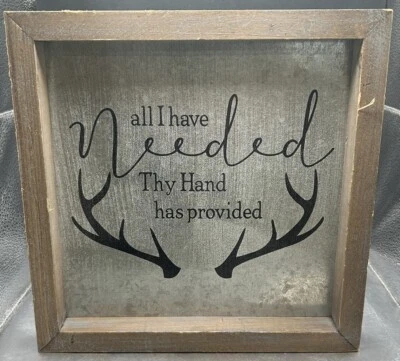 Rustic Deer Hunting Sign  “Thy Hand Has Provided” 11x11 Lodge, Man Cave, Cabin - Image 1 of 2
