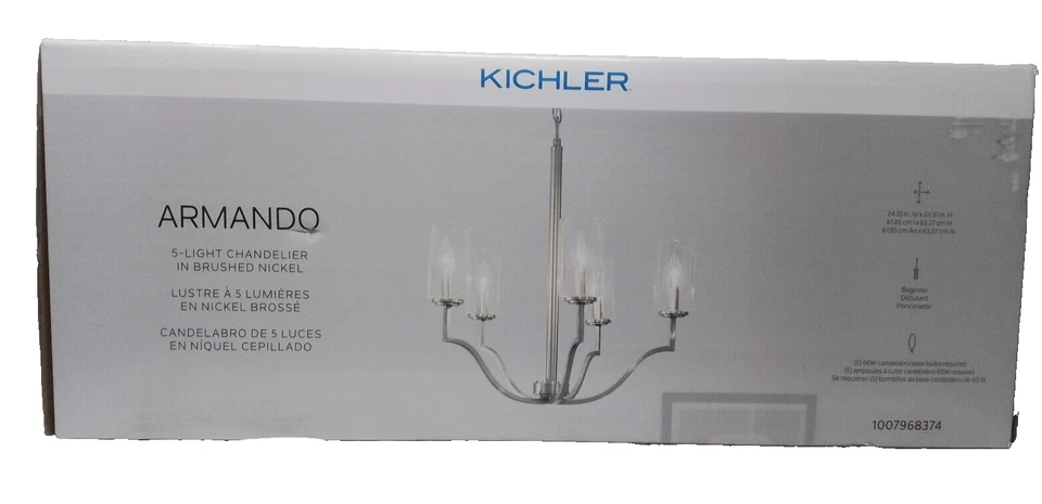 Kichler Armando 82397 24.35 in. 5-Light Brushed Nickel Traditional Chandelier
