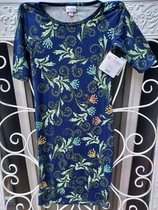 Lularoe Julia XXS Floral Short Sleeve Midi Pencil Fitted Casual Shirt Dress - Picture 1 of 3