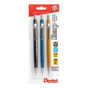 Pentel Sharp Mechanical Pencil 3 pack Assorted Colors 1 each 0.5mm, 0.7mm, 0.9mm - Picture 1 of 8