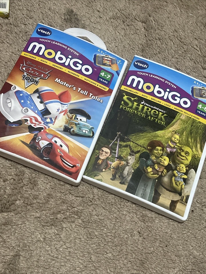 VTECH MOBIGO: CARS - SHREK INTERACTIVE LEARNING GAME 4-7 YR CIB - Image 1 of 1
