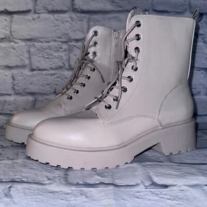 SM NEW YORK DAMENSTIEFEL ZUM SCHNÜREN HELLBRAUN WEISS GRÖSSE 9 MODE STOMRIE BRANDNEU - Bild 1 von 10