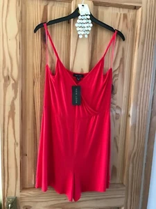 New Look Red play suit Summer/beach size14, spaghetti straps v neck stretch NWT - Picture 1 of 5
