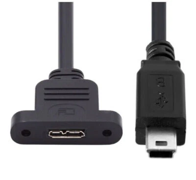 Mini USB 2.0 Male to Micro 3.0 Type-B Female Screw Mount Extension Cable 0.5m - Image 1 of 4