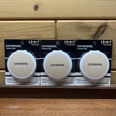 3 Pack Covergirl TruBlend Mineral Pressed Powder L5-6-7 Translucent Light 11g - Image 1 of 2
