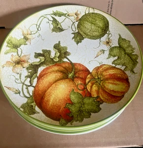 5 Pier 1 HARVEST Garden 11” Dinner Plate Pumpkins & Leaves Thanksgiving/Fall EUC - Picture 1 of 4