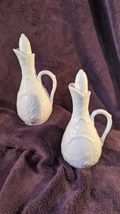 2x White Coalport "Countryware" Vinegar / Oil - Jug / Bottle / Pourers - VGC - Picture 1 of 7