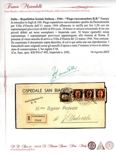 1944 11 MARZO PIEGO DI LETTERA RACCOMANDATA DA DOMODOSSOLA PER VILLA D'OSSOLA IN - Picture 1 of 3