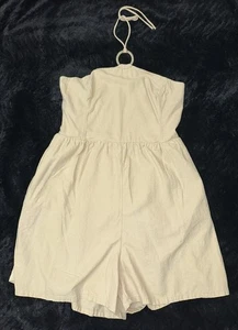 Old Navy Strampler Damen XL Tall O Ring Neckholder Leinen gesmokt Gesäßtasche neutral - Bild 1 von 7