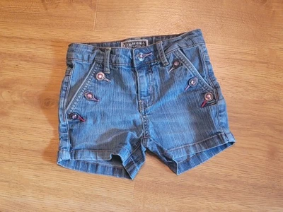 Route 66 Denim Jean Shorts w/Pink Stones Embroidery Girls Size 7 - Image 1 of 3