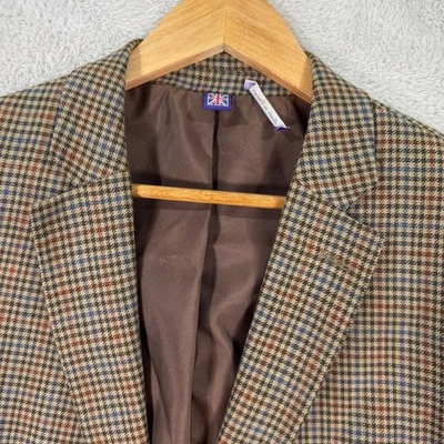 NEW Savile Row Co. London Mens 44L Bromley Wool Blend Plaid Blazer Jacket Preppy - Image 1 of 4