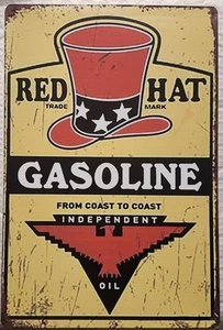 Red Hat Gasoline from Coast to Coast metal hanging wall sign automotive - Picture 1 of 1