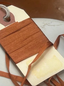 silk embroidery  ribbon trim flower 1/8" 4mm copper 1yd made in Japan - Picture 1 of 3
