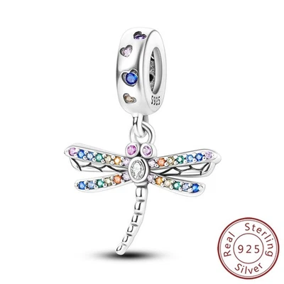 MULA Original 925 Sterling Silber DIY Charm CZ Sommer Libelle Für Armbänder - Bild 1 von 4