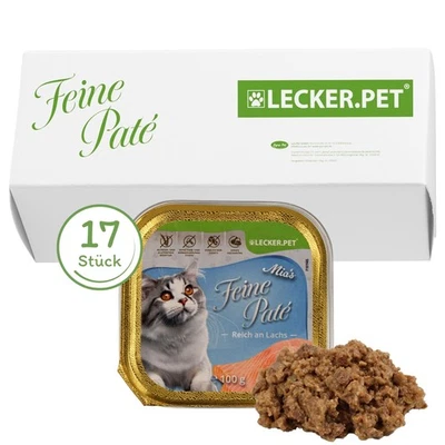 17 x 100 g Mia's Feine Paté Reich an Lachs Katzenfutter Nassfutter Lecker.Pet® - Bild 1 von 4