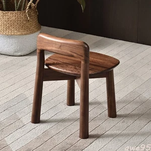 Solid Walnut Wood Kid Chair Stool Wooden Child Sitting Bench - Picture 1 of 9