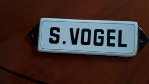 Altes Namensschild Türschild Emaillschild  S. Vogel - Bild 1 von 3