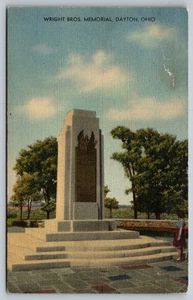 Cartolina commemorativa vintage Wright Bros Dayton Ohio epoca lino - Foto 1 di 2