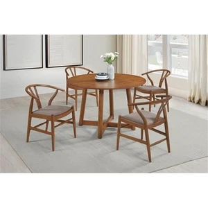Coaster Dinah Mid-Century 5-piece Round Solid Wood Dining Set Walnut - Picture 1 of 11