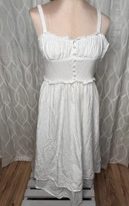 Weißes Commense Milkmaid Korsett Babydoll S gefüttert Midikleid Cottagecore feminin - Bild 1 von 14