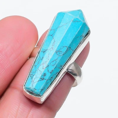 Santa Rosa Turquoise Gemstone Ring Handmade Anniversary Gift Jewelry 7" FR 4660 - Image 1 of 4