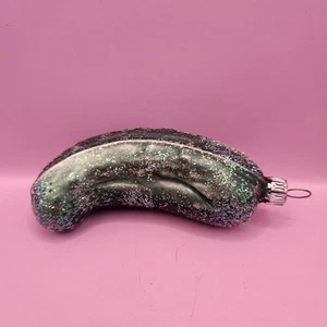 Vintage Green Glass Pickle Christmas Ornaments, 4" Long - Picture 1 of 4