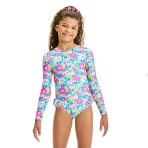 Swimsuits  Girls Floral Printed One Piece Long Sleeves Rash Guard - Cat & Jack - Picture 1 of 14