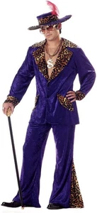 Costume Men Pimp Old School Jacket Pants Hat With Limp Halloween 00839 - Picture 1 of 5