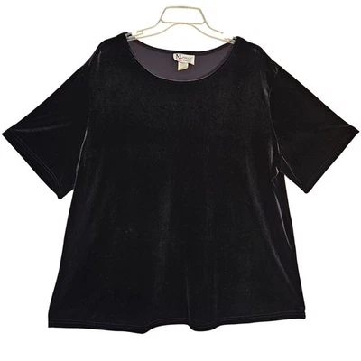 Blusa Top Maggie Sweet Para Mujer 2X Whimsigoth Negro Terciopelo Manga Corta De Colección Glamuroso Foto 1 de 4